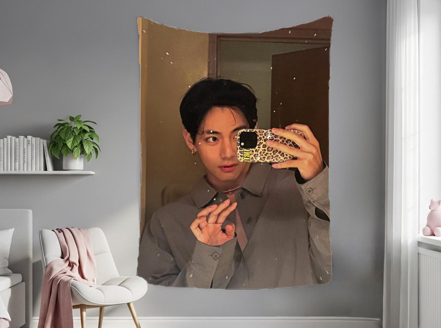 TaeHyung Hanging Tapestry | Bangtan Boys | Personalized Wall Art | Made to Order | Polyester Fabric | Ship Flag Banner