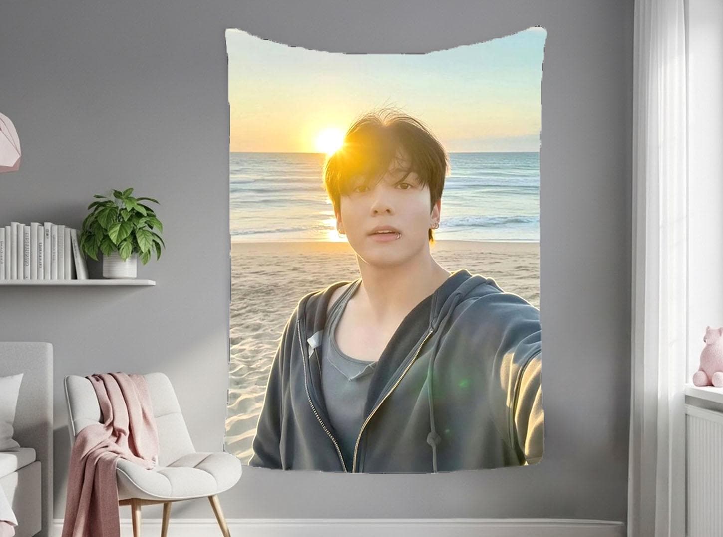 Jungkook Hanging Tapestry | Love and Deepspace | Personalized Wall Art | Made to Order | Polyester Fabric | Ship Flag Banner