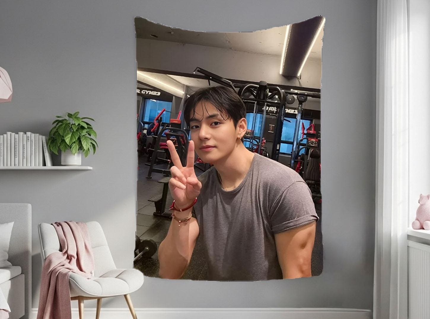 TaeHyung Hanging Tapestry | Bangtan Boys | Personalized Wall Art | Made to Order | Polyester Fabric | Ship Flag Banner