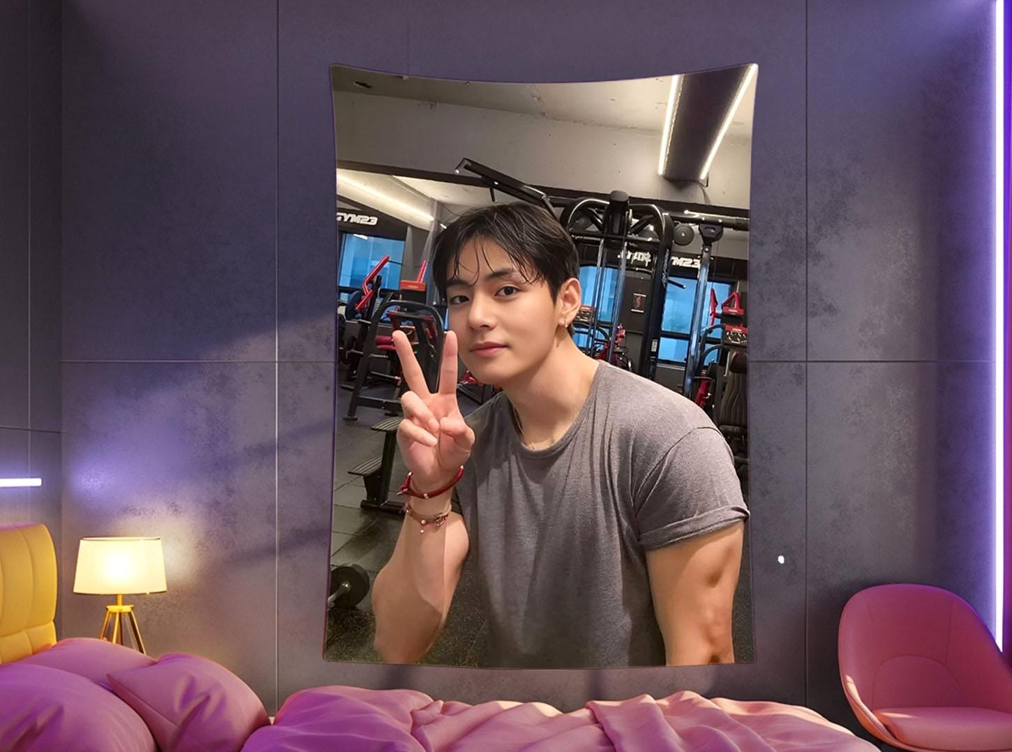 TaeHyung Hanging Tapestry | Bangtan Boys | Personalized Wall Art | Made to Order | Polyester Fabric | Ship Flag Banner