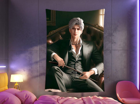 Sylus Hanging Tapestry | Love and Deepspace | Personalized Wall Art | Made to Order | Polyester Fabric | Ship Flag Banner