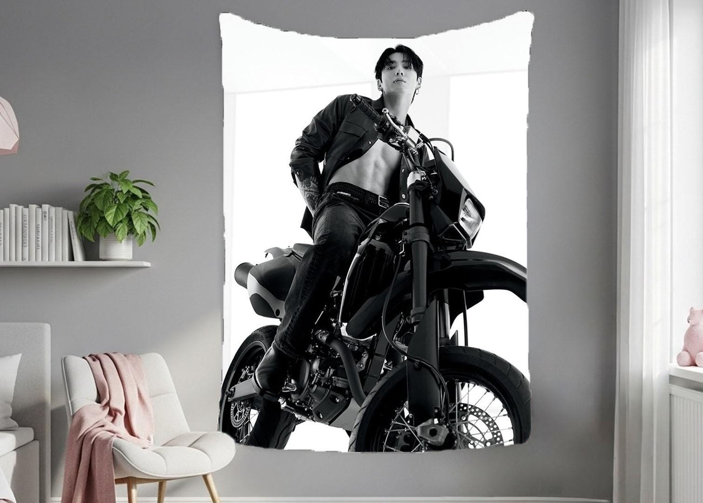Jungkook Hanging Tapestry | Bantan Boys | Personalized Wall Art | Polyester Fabric | Ship Flag Banner