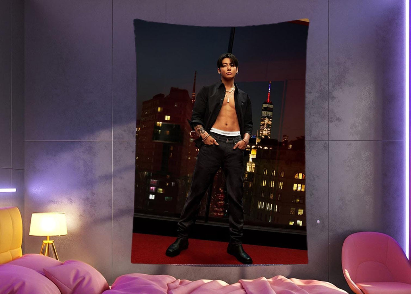 Jungkook Hanging Tapestry | Bantan Boys | Personalized Wall Art | Polyester Fabric | Ship Flag Banner