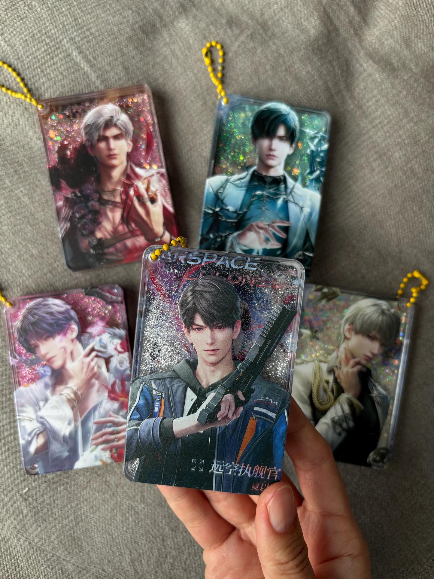 LaDS Acrylic quicksand keychains! Sylus Xavier Rafayel Zayne Caleb Otome gamer gift