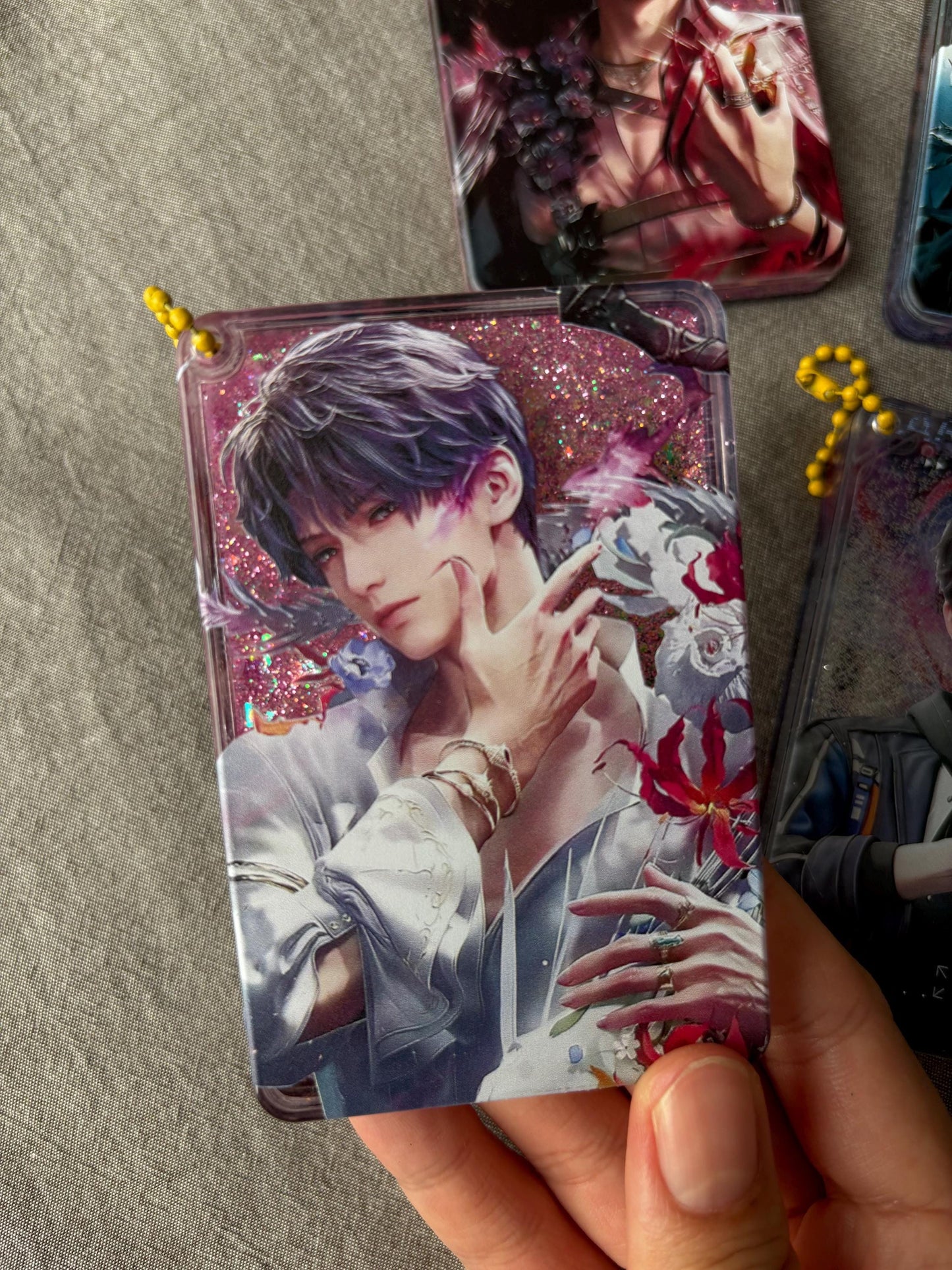 LaDS Acrylic quicksand keychains! Sylus Xavier Rafayel Zayne Caleb Otome gamer gift