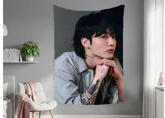 Jungkook Hanging Tapestry | Bantan Boys | Personalized Wall Art | Polyester Fabric | Ship Flag Banner