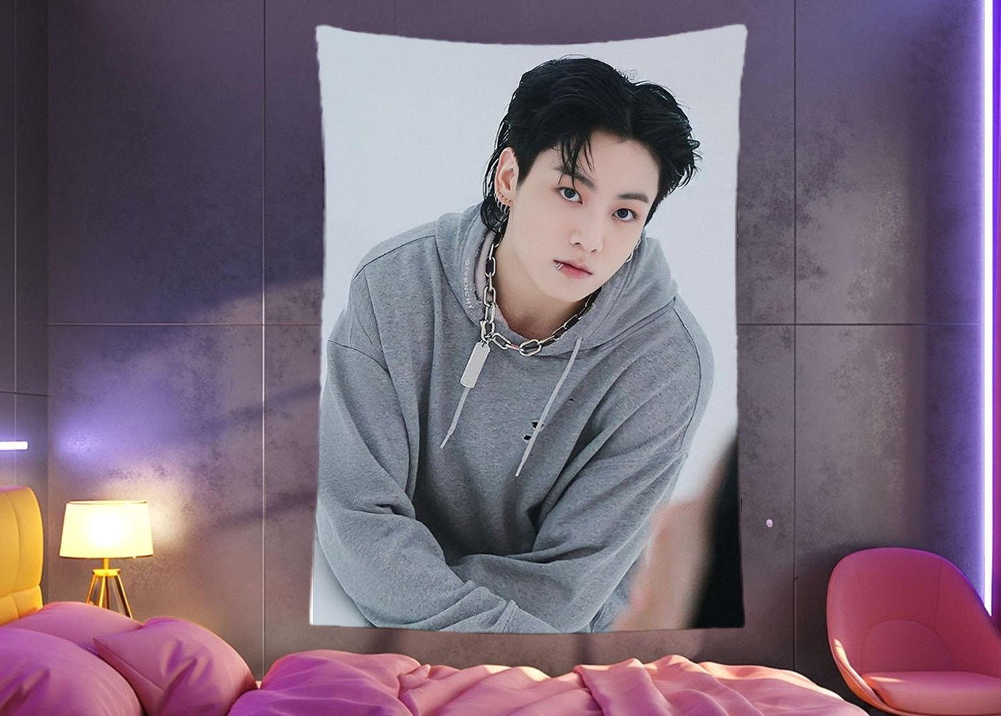 Jungkook Hanging Tapestry | Bantan Boys | Personalized Wall Art | Polyester Fabric | Ship Flag Banner