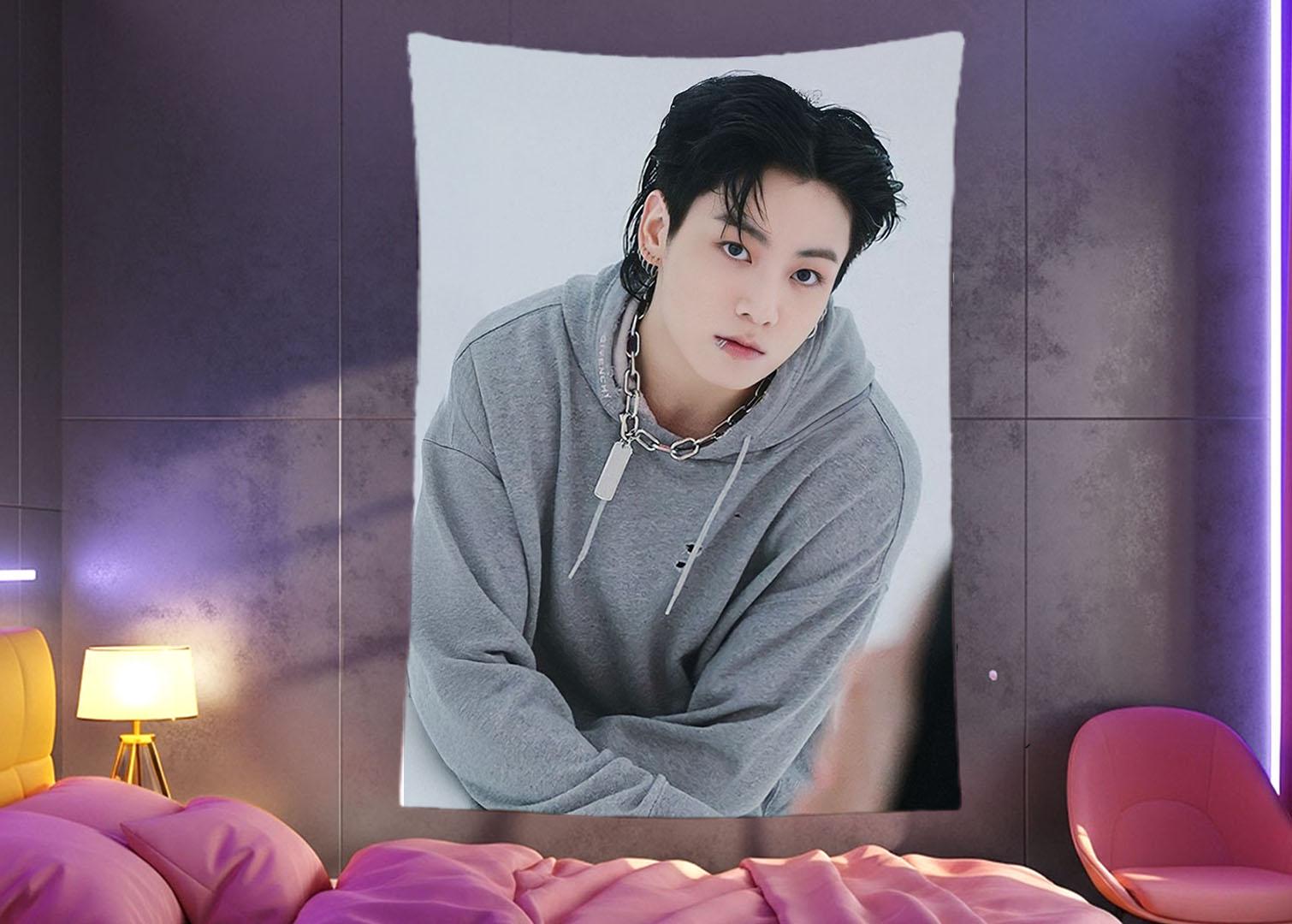 Jungkook Hanging Tapestry | Bantan Boys | Personalized Wall Art | Polyester Fabric | Ship Flag Banner