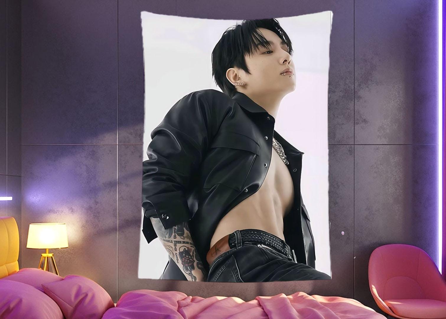 Jungkook Hanging Tapestry | Bantan Boys | Personalized Wall Art | Polyester Fabric | Ship Flag Banner