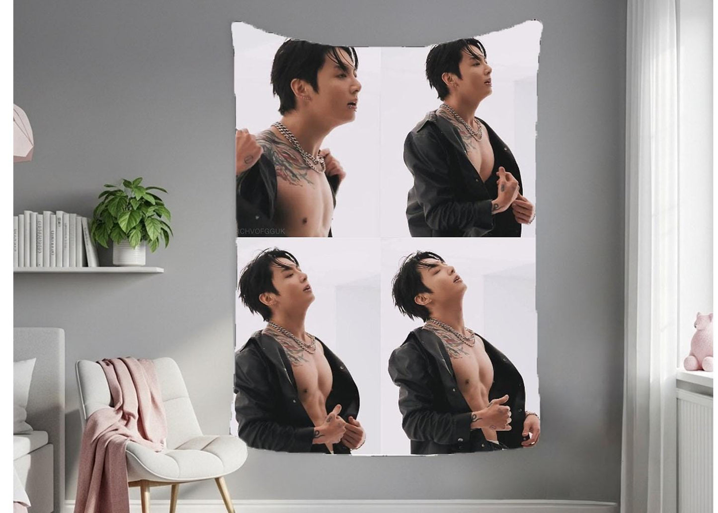 Jungkook Hanging Tapestry | Bantan Boys | Personalized Wall Art | Polyester Fabric | Ship Flag Banner