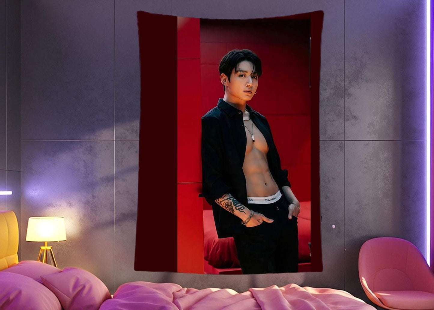 Jungkook Hanging Tapestry | Bantan Boys | Personalized Wall Art | Polyester Fabric | Ship Flag Banner