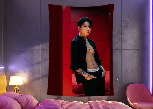 Jungkook Hanging Tapestry | Bantan Boys | Personalized Wall Art | Polyester Fabric | Ship Flag Banner