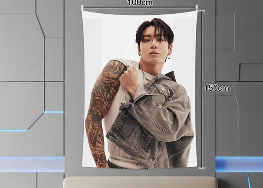 Jungkook Hanging Tapestry | Bantan Boys | Personalized Wall Art | Polyester Fabric | Ship Flag Banner