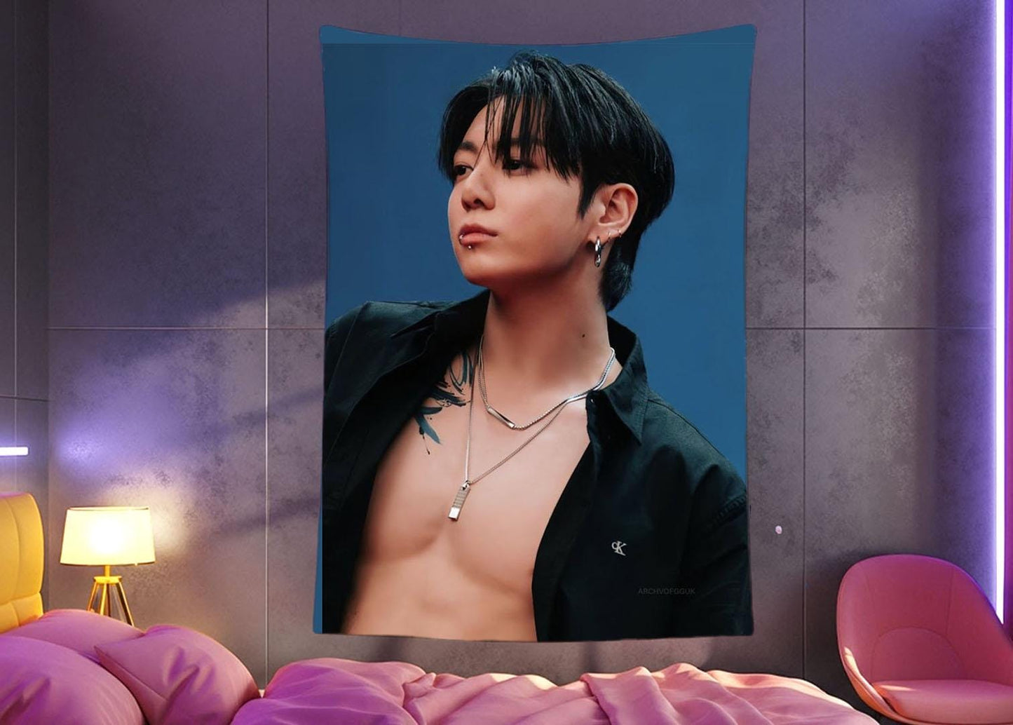 Jungkook Hanging Tapestry | Bantan Boys | Personalized Wall Art | Polyester Fabric | Ship Flag Banner