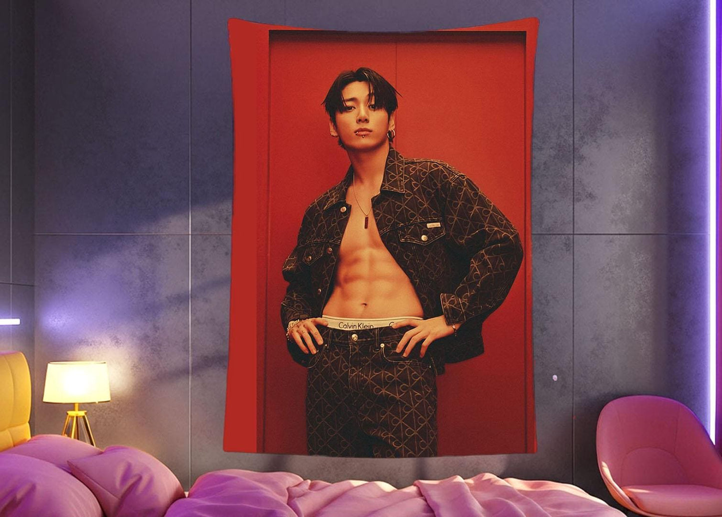 Jungkook Hanging Tapestry | Bantan Boys | Personalized Wall Art | Polyester Fabric | Ship Flag Banner