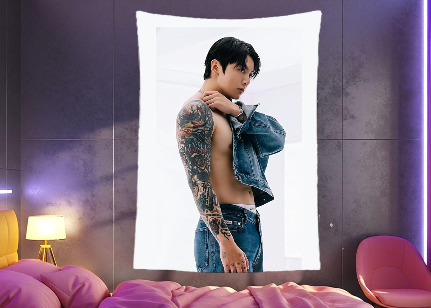 Jungkook Hanging Tapestry | Bantan Boys | Personalized Wall Art | Polyester Fabric | Ship Flag Banner