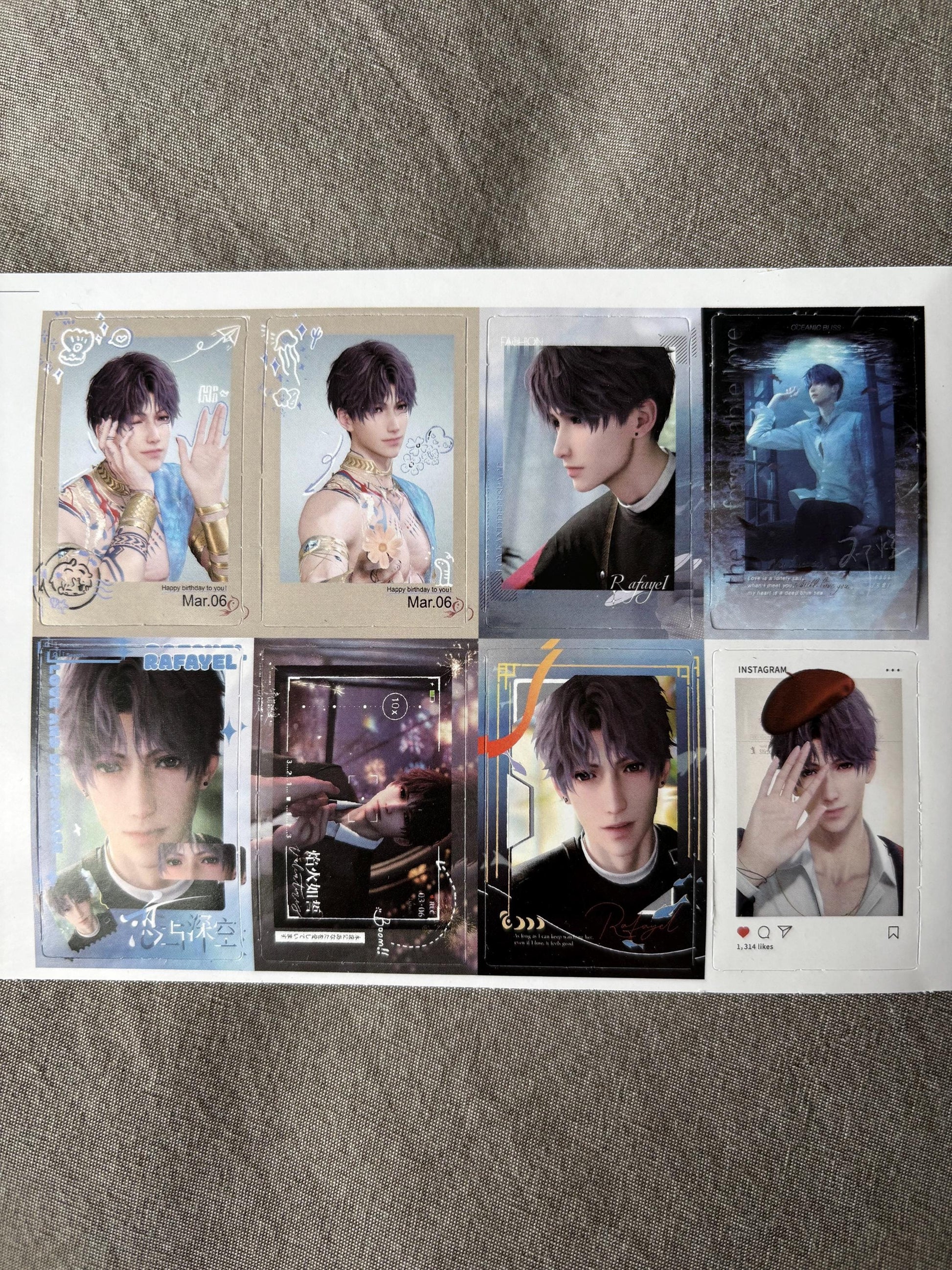 Love and Deepspace Rafayel Stickers: Vinyl Decals, 63pcs