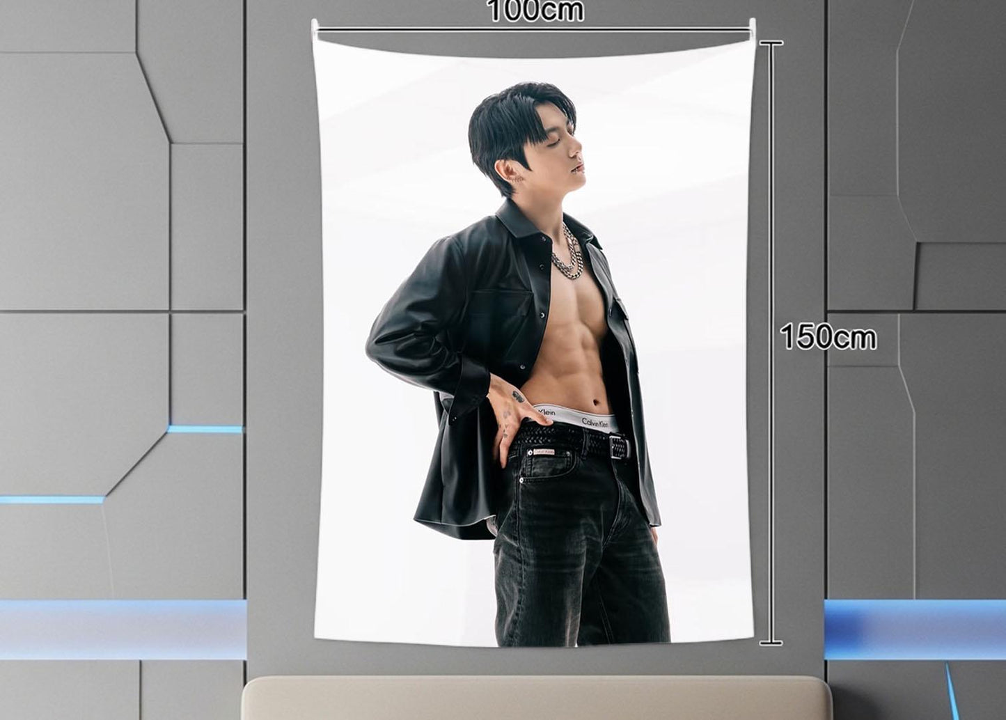 Jungkook Hanging Tapestry | Bantan Boys | Personalized Wall Art | Polyester Fabric | Ship Flag Banner