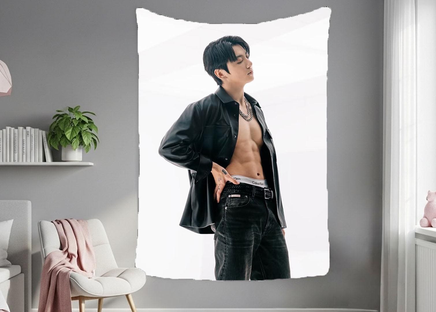 Jungkook Hanging Tapestry | Bantan Boys | Personalized Wall Art | Made to Order | Polyester Fabric | Ship Flag Banner