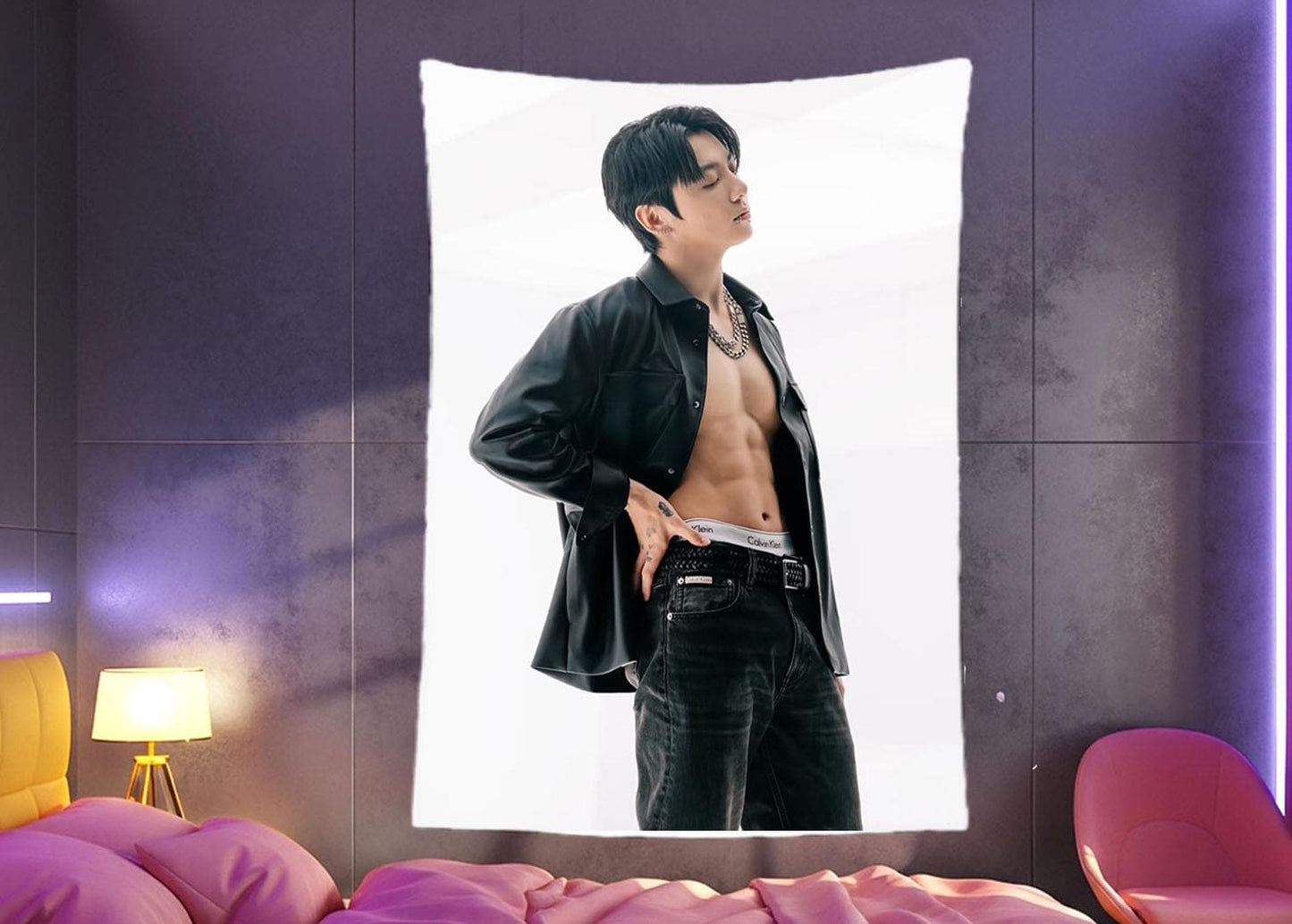 Jungkook Hanging Tapestry | Bantan Boys | Personalized Wall Art | Made to Order | Polyester Fabric | Ship Flag Banner