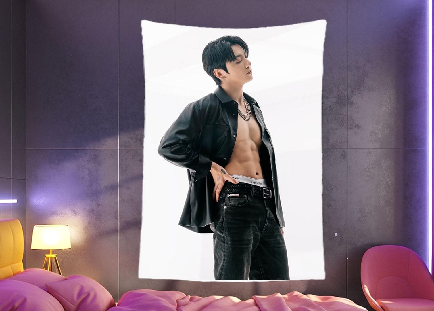 Jungkook Hanging Tapestry | Bantan Boys | Personalized Wall Art | Made to Order | Polyester Fabric | Ship Flag Banner