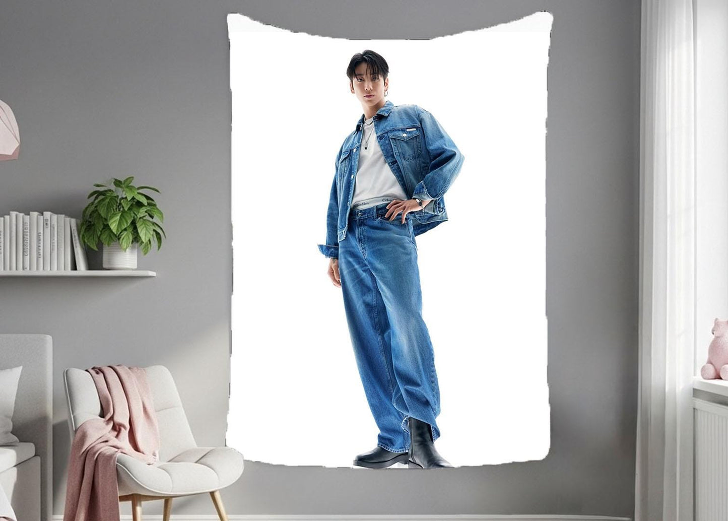 Jungkook Hanging Tapestry | Bantan Boys | Personalized Wall Art | Polyester Fabric | Ship Flag Banner