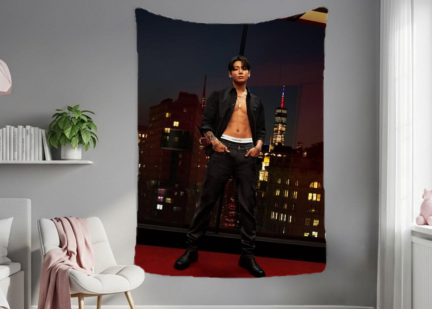 Jungkook Hanging Tapestry | Bantan Boys | Personalized Wall Art | Polyester Fabric | Ship Flag Banner