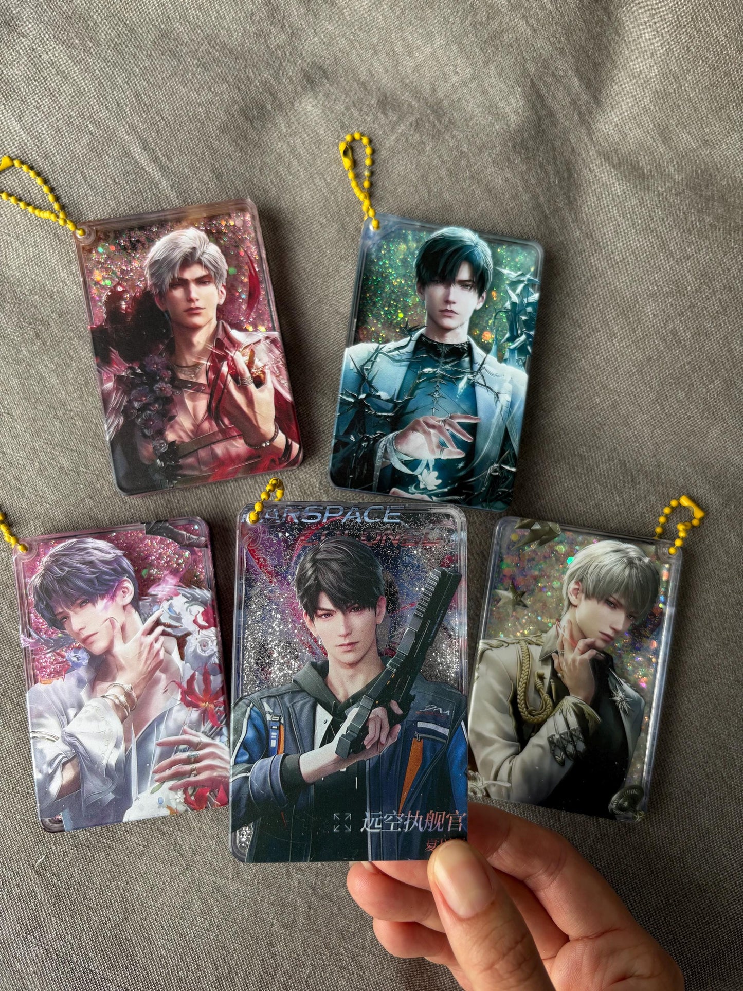 LaDS Acrylic quicksand keychains! Sylus Xavier Rafayel Zayne Caleb Otome gamer gift