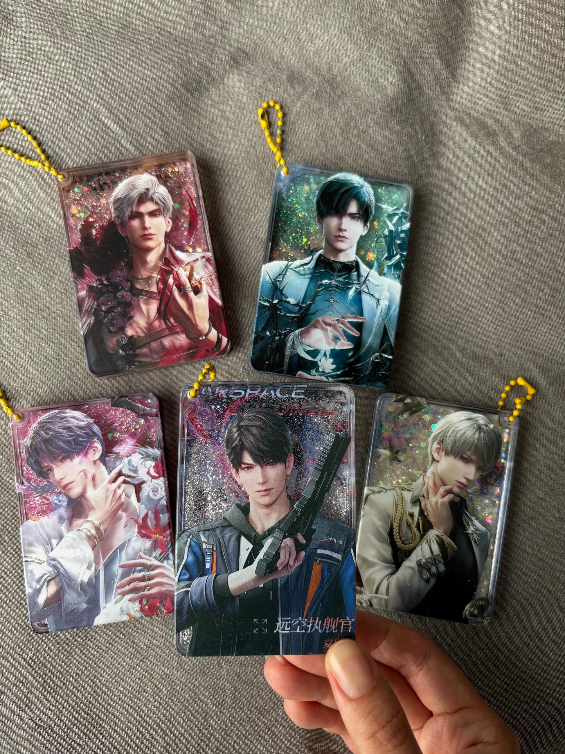 LaDS Acrylic quicksand keychains! Sylus Xavier Rafayel Zayne Caleb Otome gamer gift