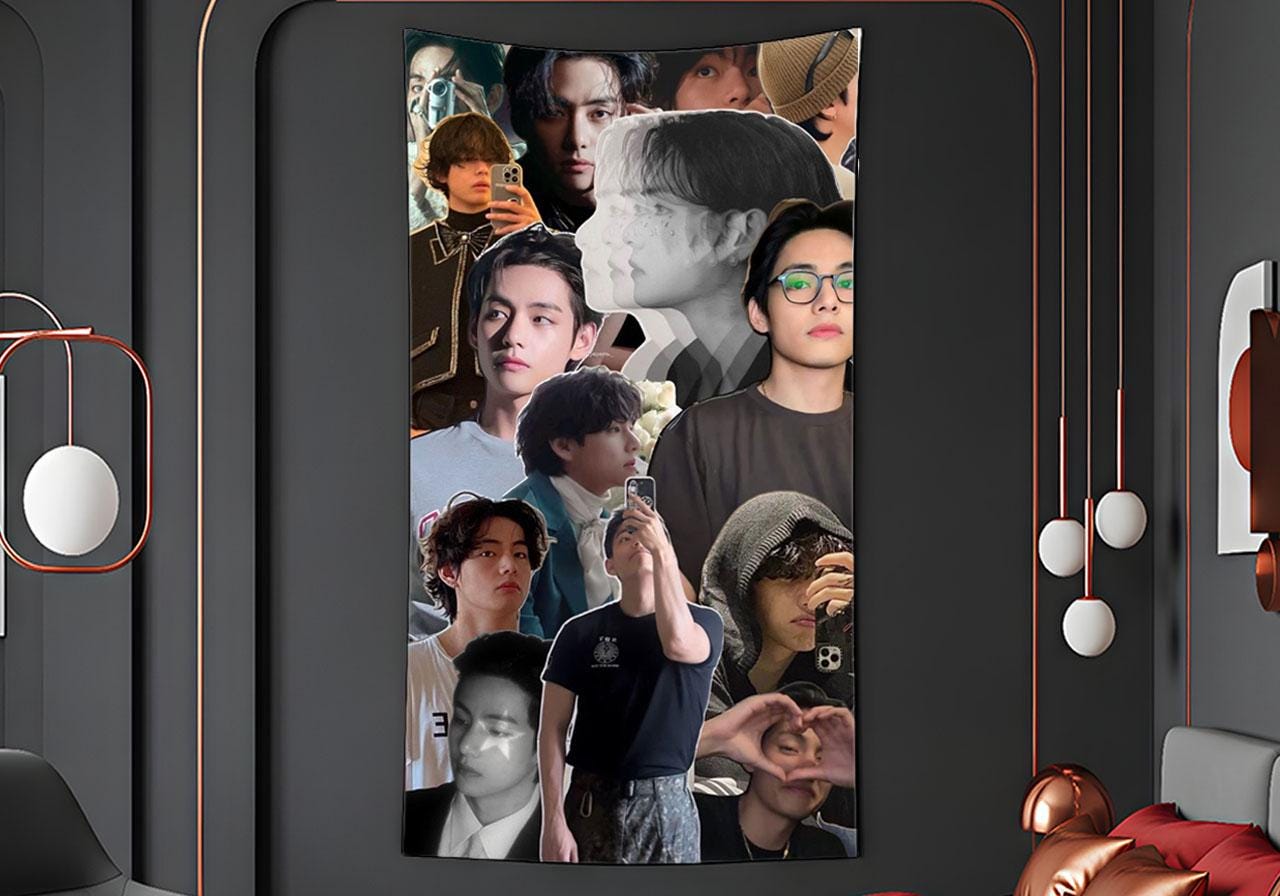 TaeHyung Hanging Tapestry | Bangtan Boys | Personalized Wall Art | Polyester Fabric | Ship Flag Banner