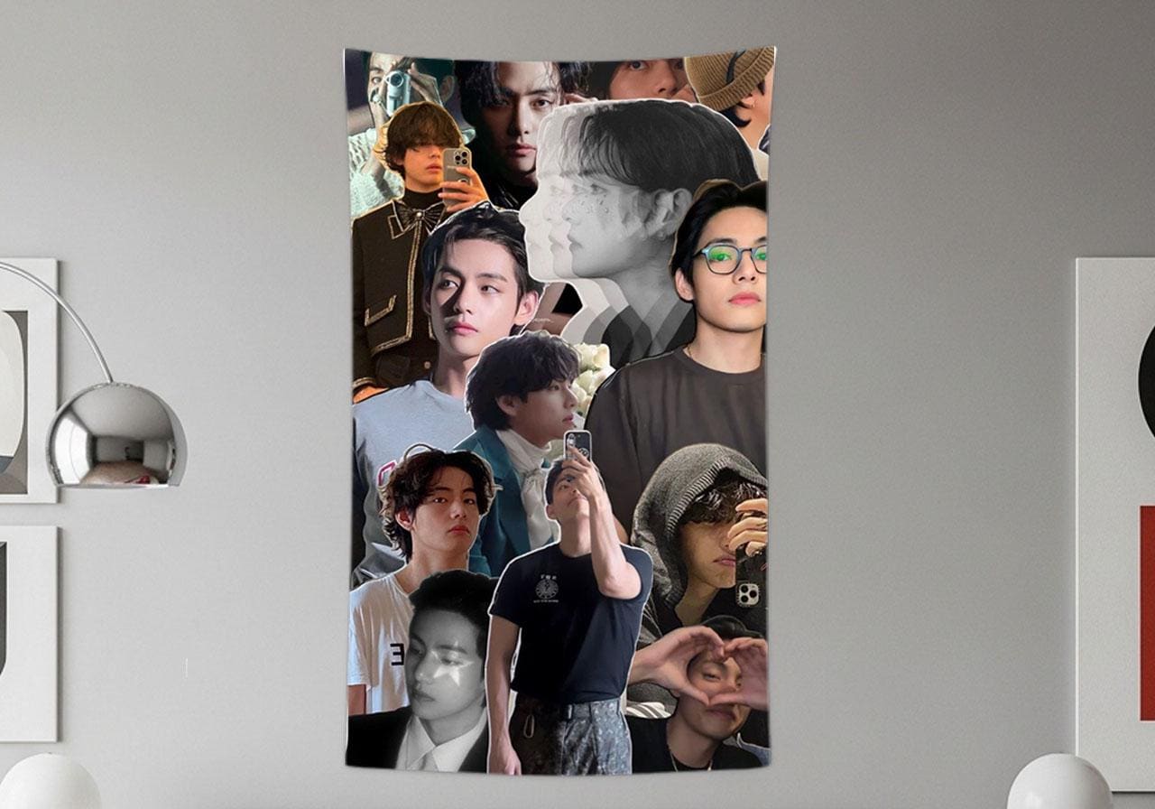 TaeHyung Hanging Tapestry | Bangtan Boys | Personalized Wall Art | Polyester Fabric | Ship Flag Banner