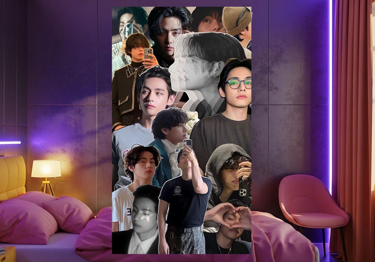 TaeHyung Hanging Tapestry | Bangtan Boys | Personalized Wall Art | Polyester Fabric | Ship Flag Banner