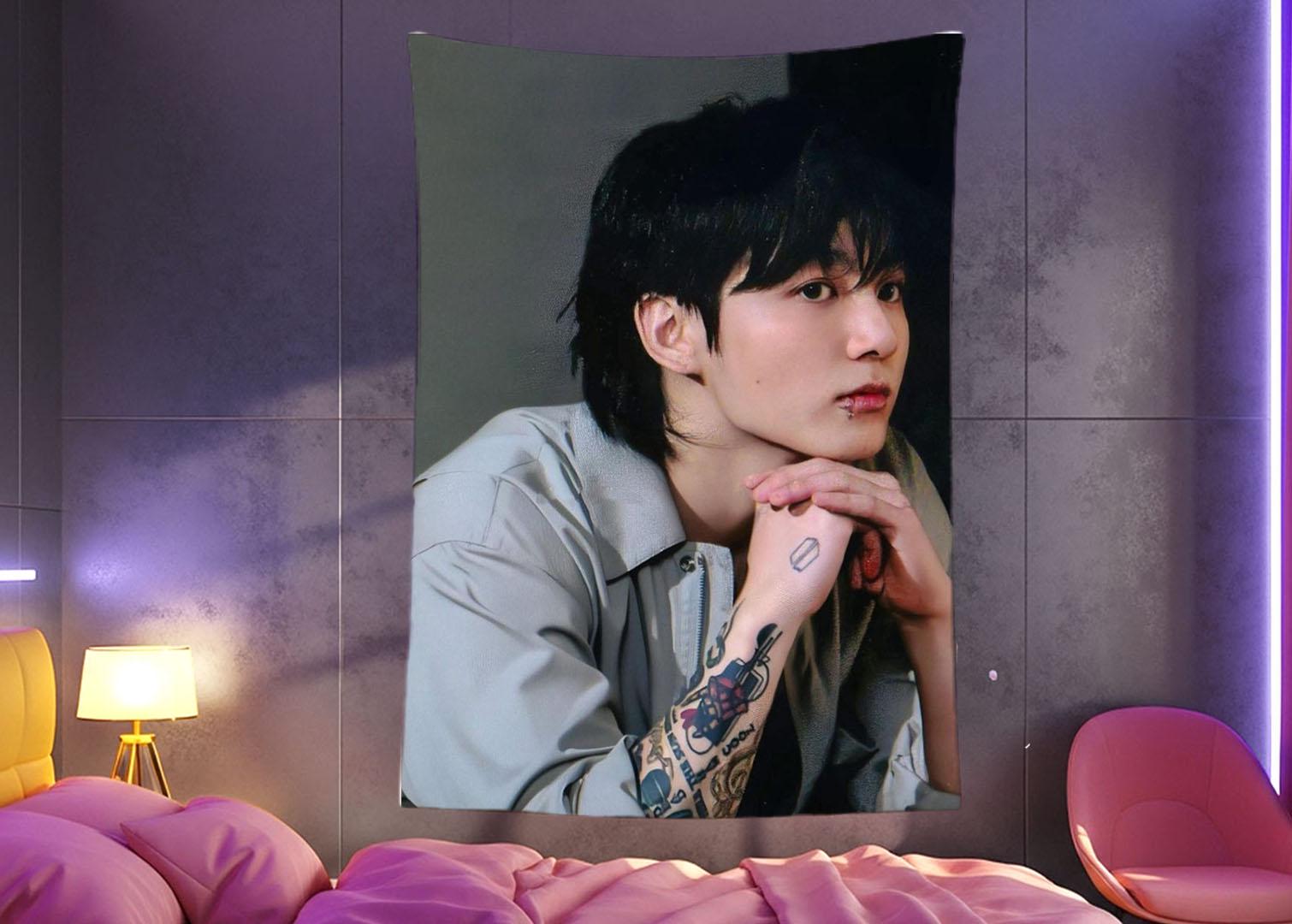 Jungkook Hanging Tapestry | Bantan Boys | Personalized Wall Art | Polyester Fabric | Ship Flag Banner