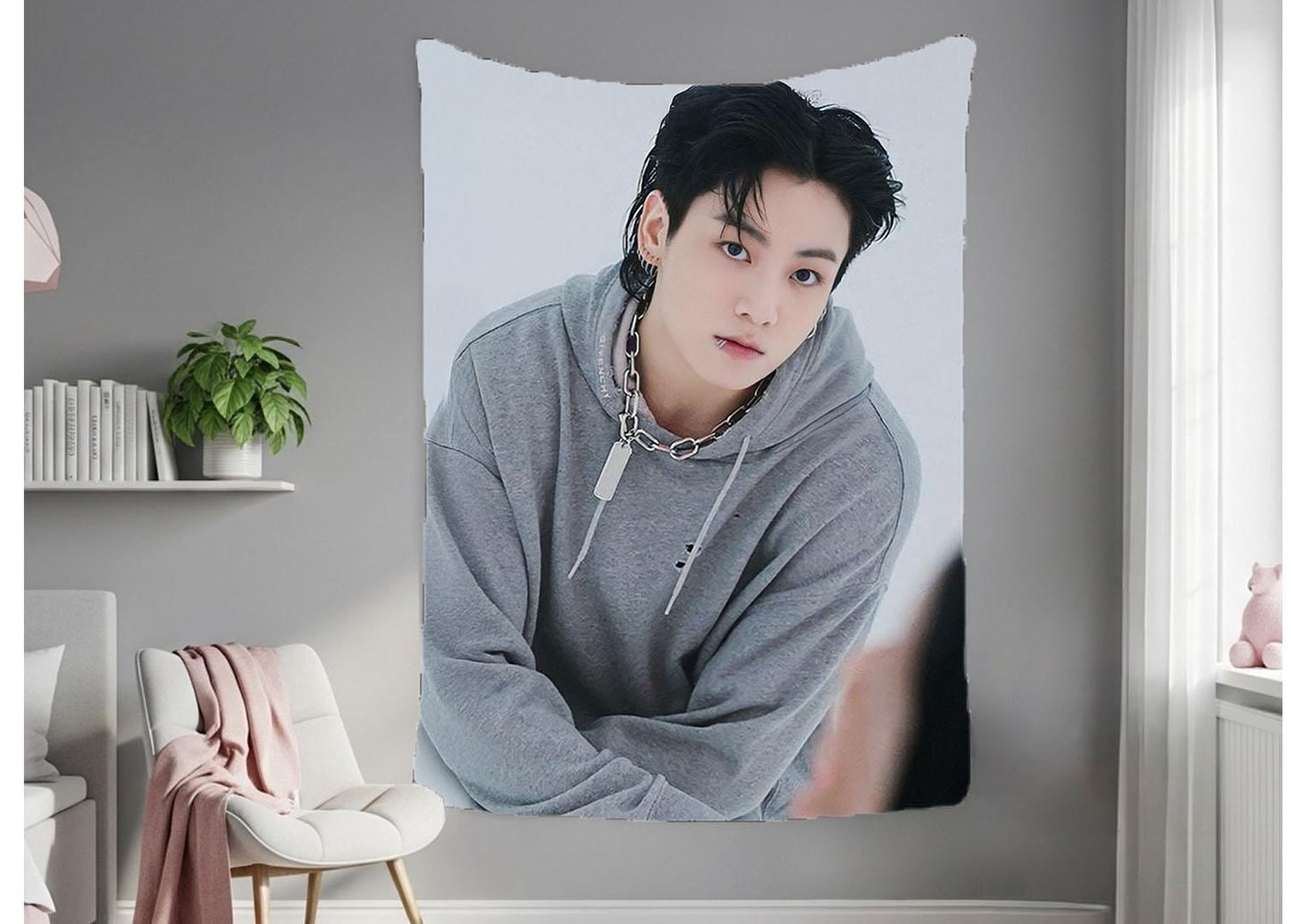 Jungkook Hanging Tapestry | Bantan Boys | Personalized Wall Art | Polyester Fabric | Ship Flag Banner