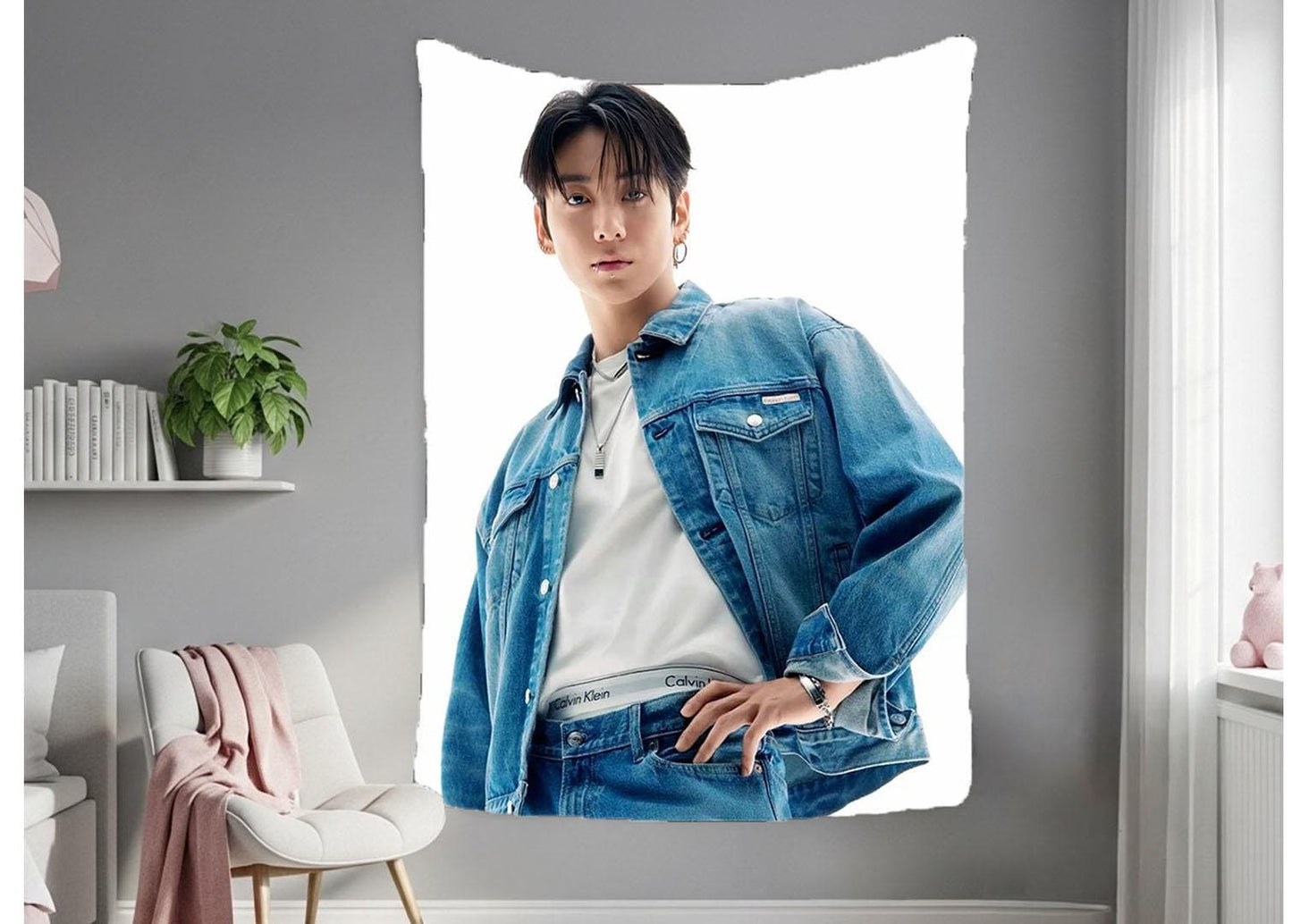 Jungkook Hanging Tapestry | Bantan Boys | Personalized Wall Art | Polyester Fabric | Ship Flag Banner
