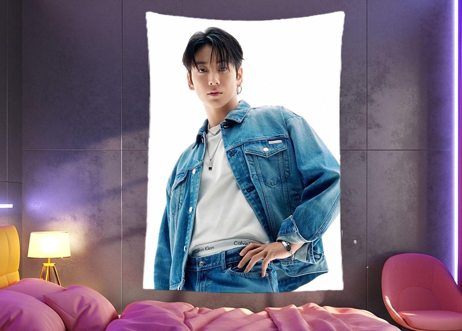 Jungkook Hanging Tapestry | Bantan Boys | Personalized Wall Art | Polyester Fabric | Ship Flag Banner