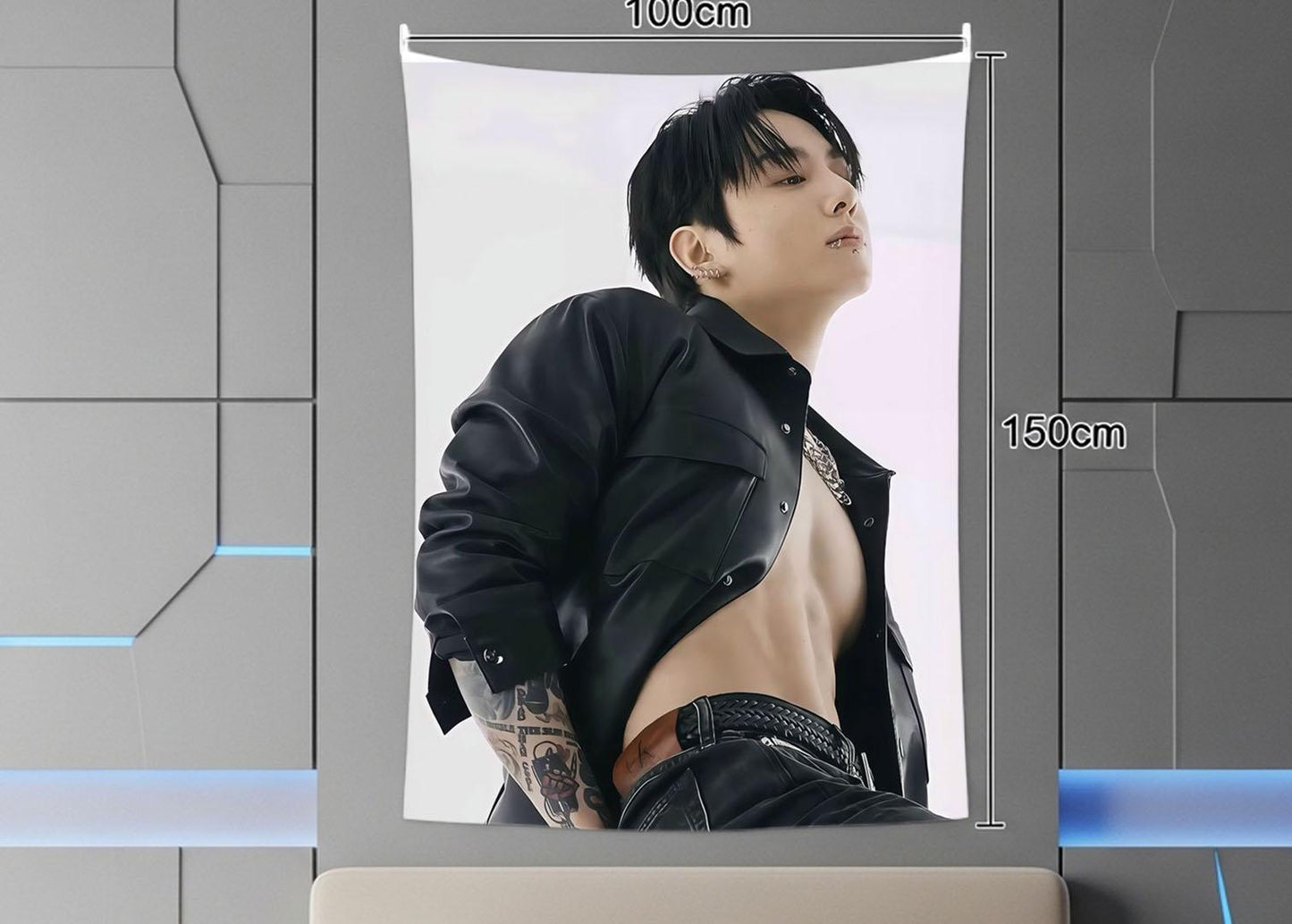 Jungkook Hanging Tapestry | Bantan Boys | Personalized Wall Art | Polyester Fabric | Ship Flag Banner