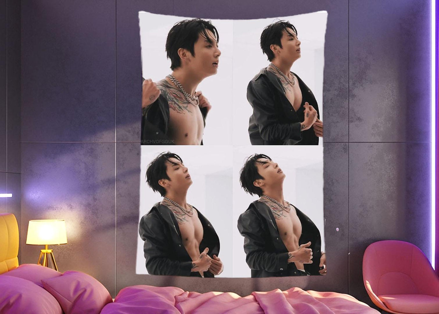 Jungkook Hanging Tapestry | Bantan Boys | Personalized Wall Art | Polyester Fabric | Ship Flag Banner