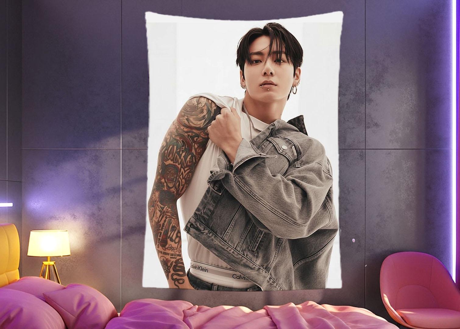 Jungkook Hanging Tapestry | Bantan Boys | Personalized Wall Art | Polyester Fabric | Ship Flag Banner