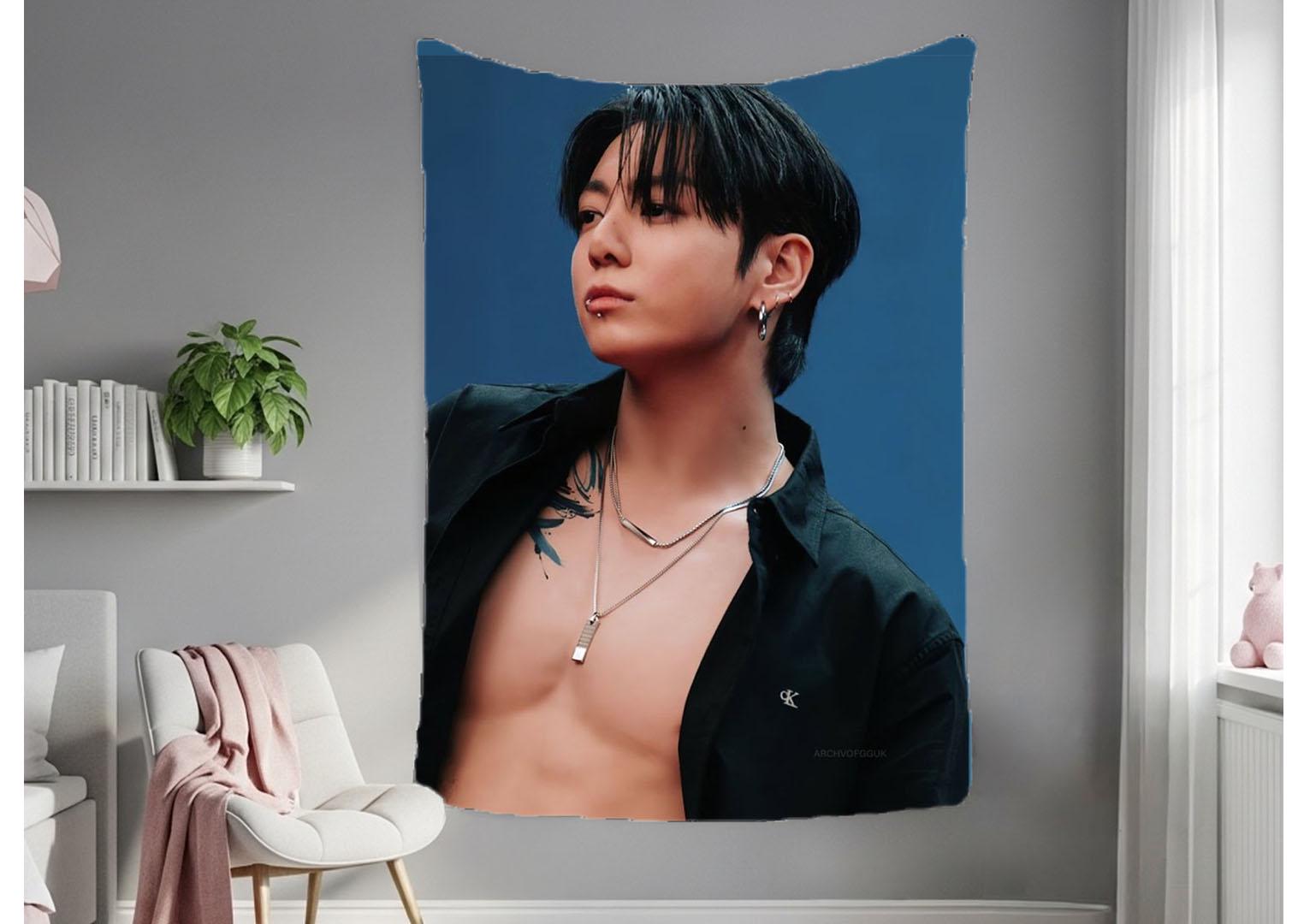 Jungkook Hanging Tapestry | Bantan Boys | Personalized Wall Art | Polyester Fabric | Ship Flag Banner