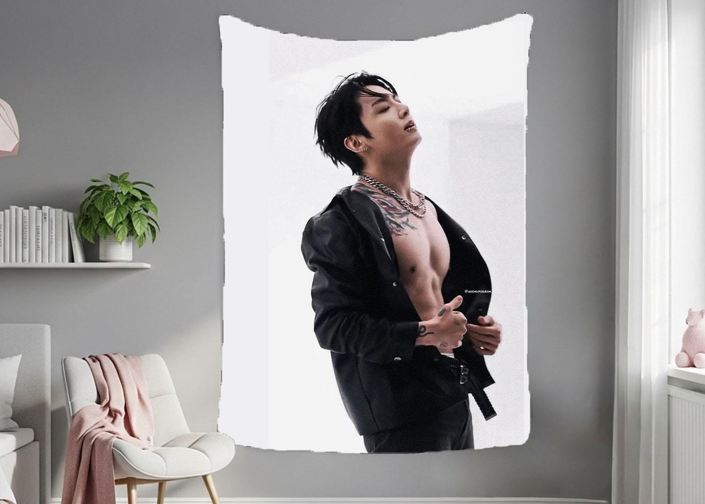 Jungkook Hanging Tapestry | Bantan Boys | Personalized Wall Art | Polyester Fabric | Ship Flag Banner