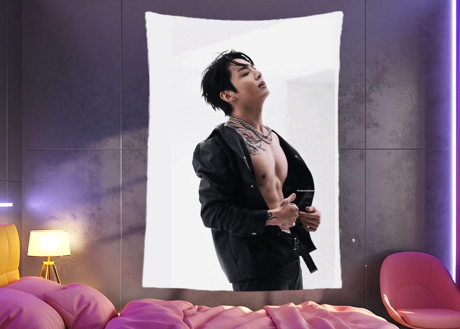 Jungkook Hanging Tapestry | Bantan Boys | Personalized Wall Art | Polyester Fabric | Ship Flag Banner