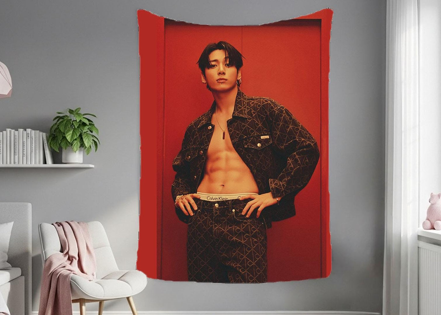 Jungkook Hanging Tapestry | Bantan Boys | Personalized Wall Art | Polyester Fabric | Ship Flag Banner