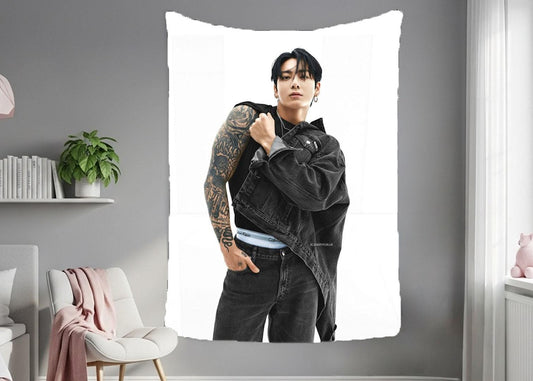 Jungkook Hanging Tapestry | Bantan Boys | Personalized Wall Art | Polyester Fabric | Ship Flag Banner