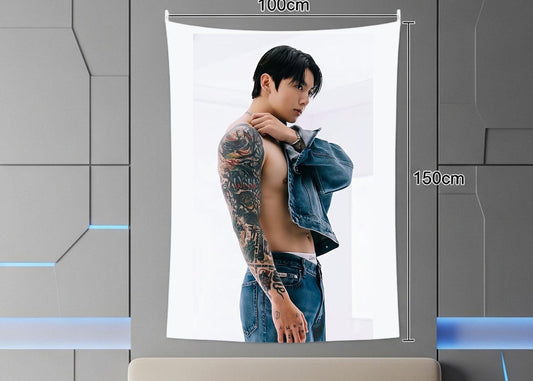 Jungkook Hanging Tapestry | Bantan Boys | Personalized Wall Art | Polyester Fabric | Ship Flag Banner