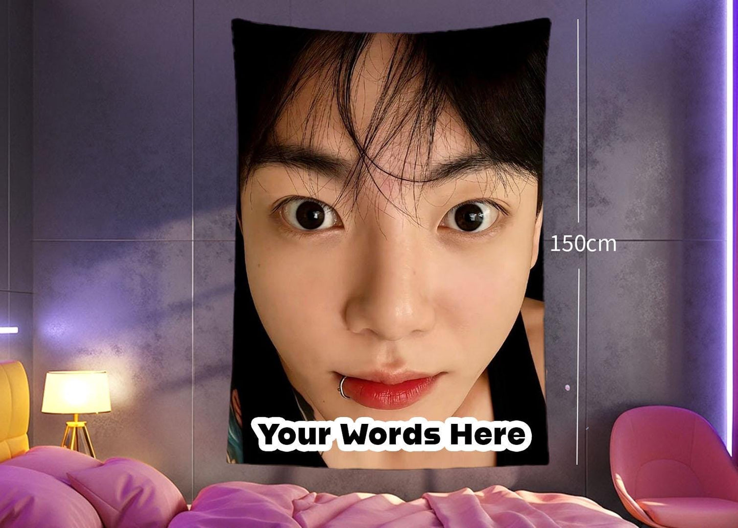 TaeHyung Hanging Tapestry | Bangtan Boys | Personalized Wall Art | Polyester Fabric | Ship Flag Banner