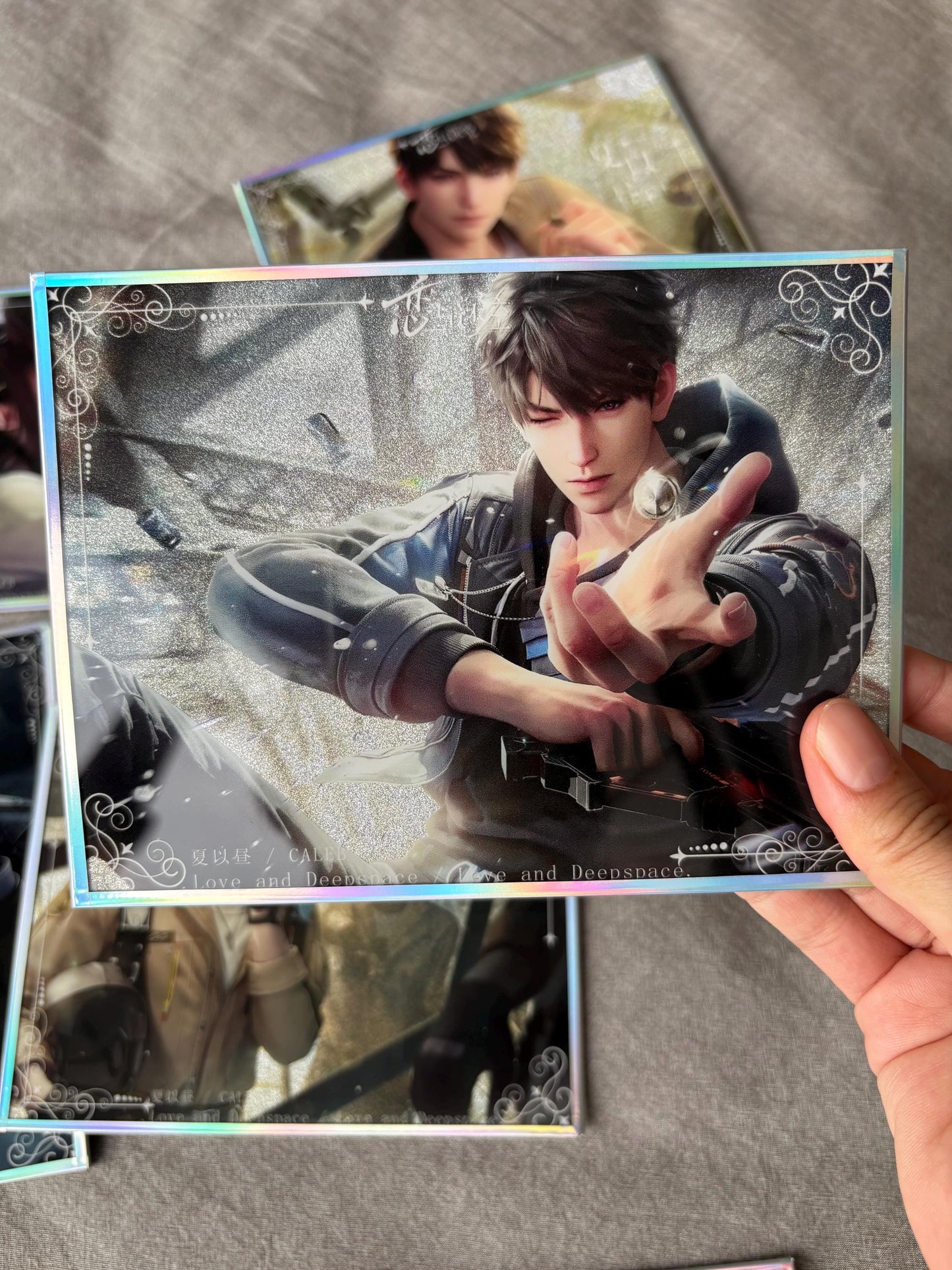 7pc Caleb Holographic Shikishi Cards – Love and Deepspace Fanmade Gifts