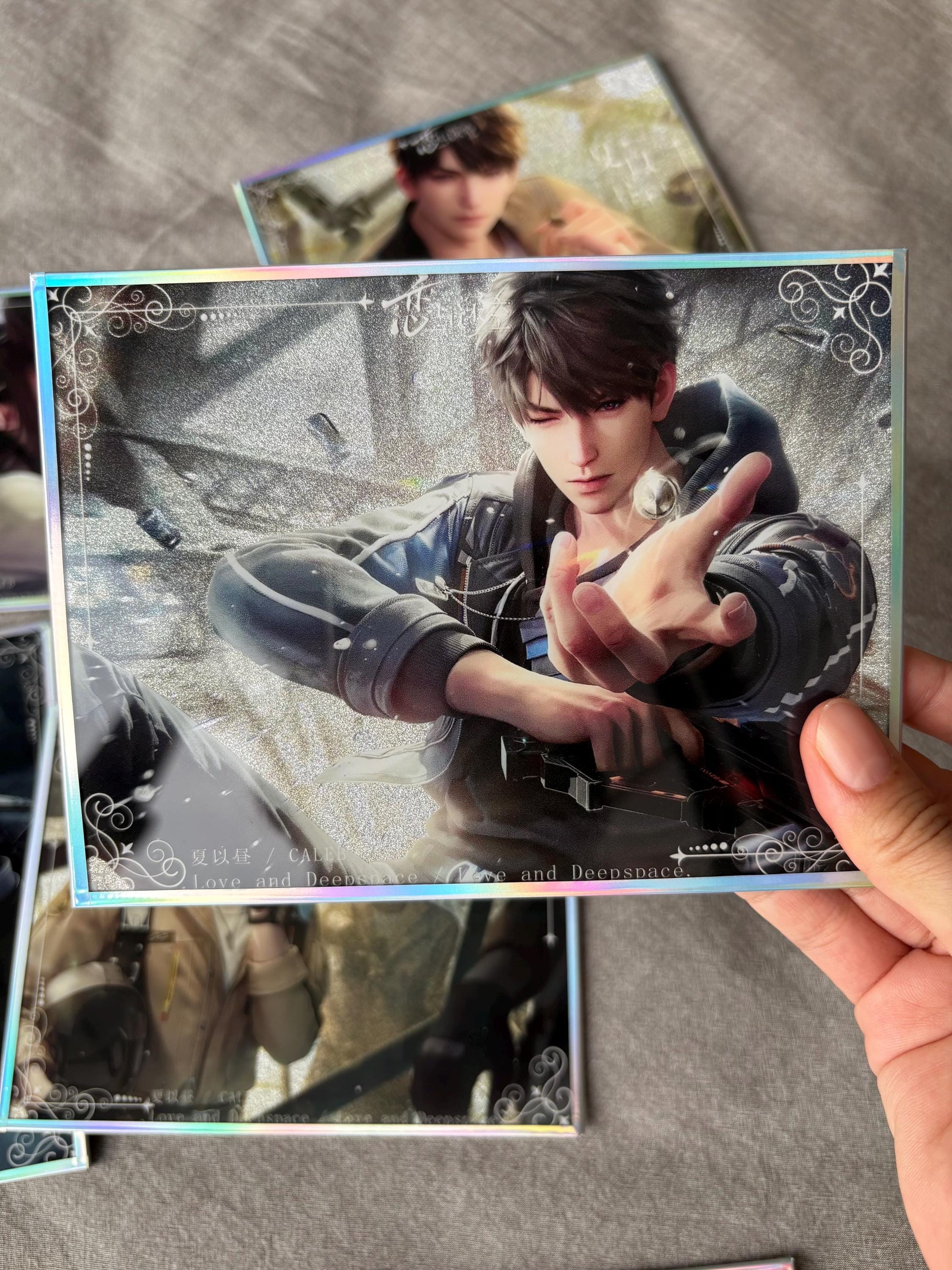 7pc Caleb Holographic Shikishi Cards – Love and Deepspace Fanmade Gifts