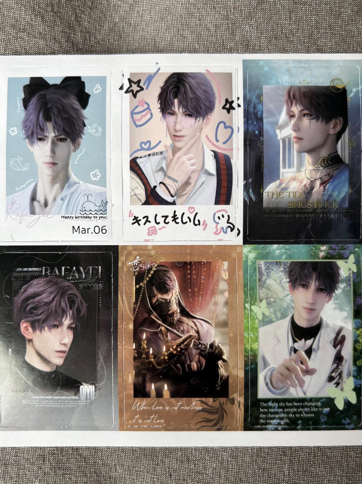 Love and Deepspace Rafayel Stickers: Vinyl Decals, 63pcs