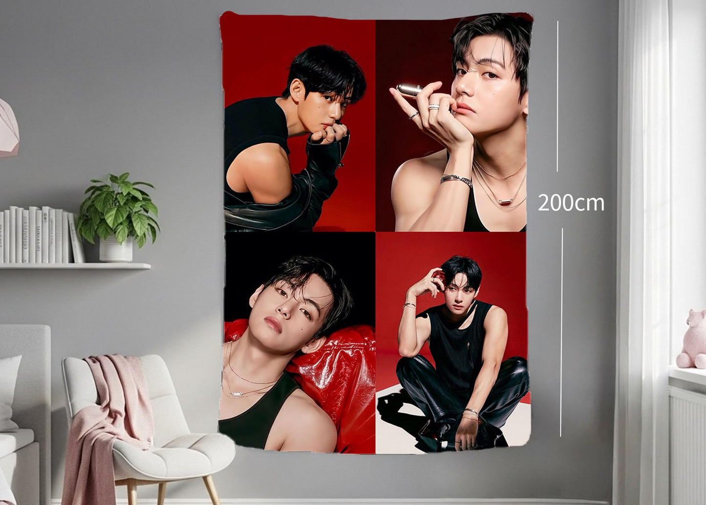 TaeHyung Hanging Tapestry | Bangtan Boys | Personalized Wall Art | Polyester Fabric | Ship Flag Banner